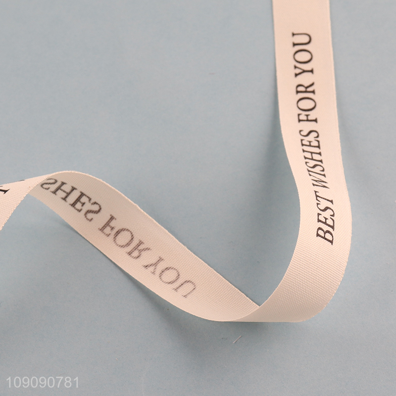 High Quality 1.5cm*36 Yards Polyester-Cotton Ribbon Letter Print Gift Wrap Ribbon