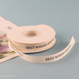 High Quality 1.5cm*36 Yards Polyester-Cotton Ribbon Letter Print Gift Wrap Ribbon