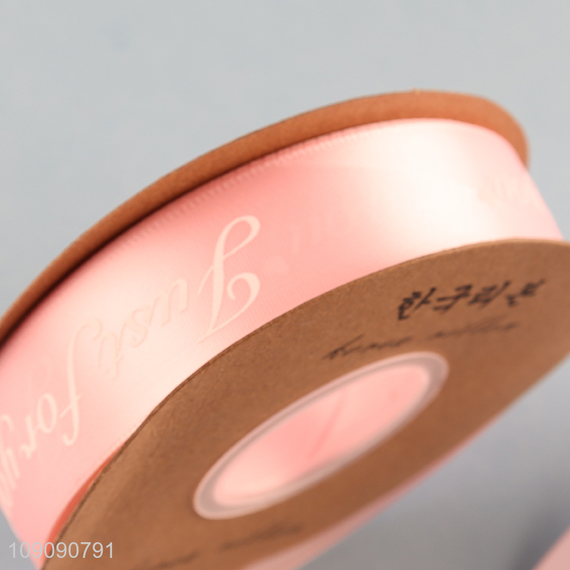 Hot Selling 2.5cm*35 Yards Letter Print Satin Ribbon for Girft Wrapping Flower Bouquet