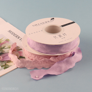 Wholesale 2.5cm*10 Yards Double-Faced Wrinkled Ribbon Bouquet Gift Wrapping Ribbon