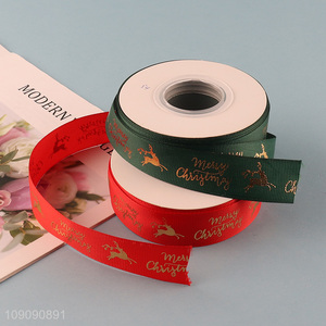 New Arrival 2.5cm*10 Yards Christmas Grosgrain Ribbon for Diy Christmas Decorations