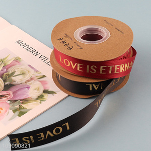 Wholesale 2.5cm Letter Print Grosgrain Ribbon Gift Wrapping Ribbon for Flower Cake