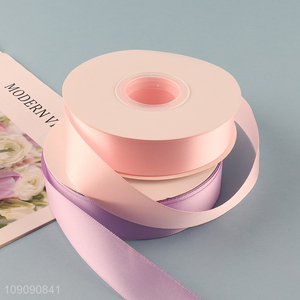 New Product 2.5cm*50 Yards Solid Color Satin Ribbon for Flower Bouquet Wedding Decoration