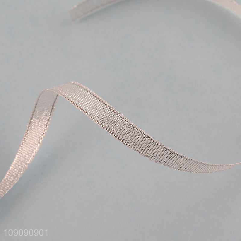 Good Quality 1cm*25 Yards Gold Silver Ribbon for Christmas Tree Gift Wrapping Hair Bows