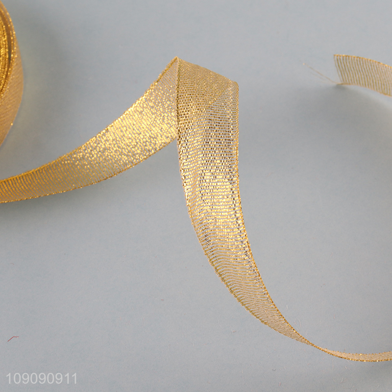 New Product 2cm*25 Yards Gold Silver Polyester Ribbon for Gift Wrapping Diy Crafts