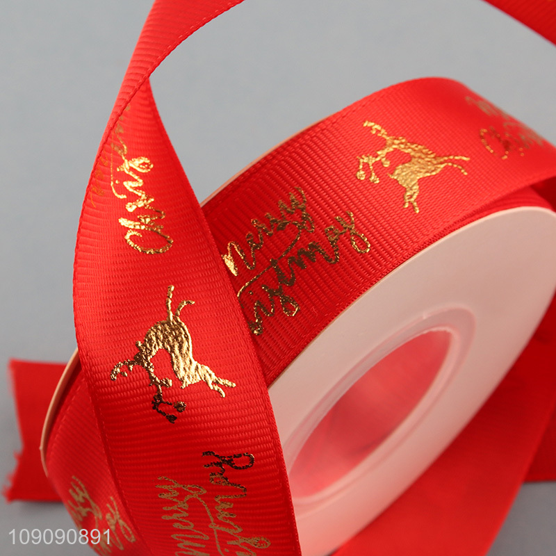 New Arrival 2.5cm*10 Yards Christmas Grosgrain Ribbon for Diy Christmas Decorations