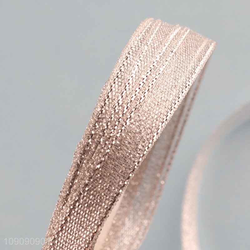 Good Quality 1cm*25 Yards Gold Silver Ribbon for Christmas Tree Gift Wrapping Hair Bows