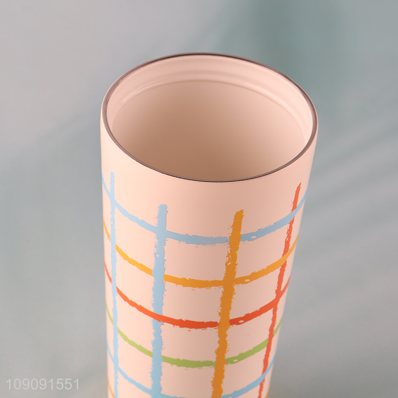 Wholesale Colorful Plaid Stainless Steel Insulated Coffee Cup with Straw & Tea Infuser