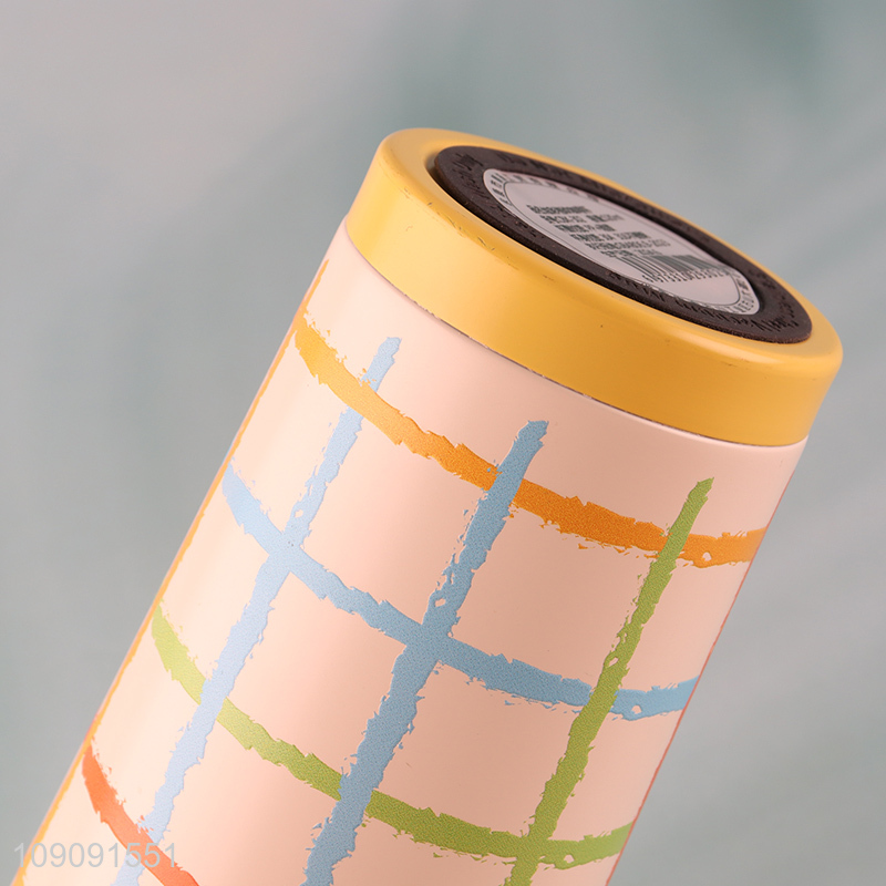 Wholesale Colorful Plaid Stainless Steel Insulated Coffee Cup with Straw & Tea Infuser