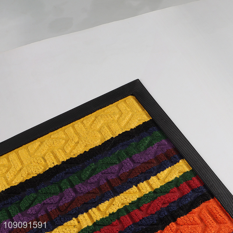 Yiwu market colorful rectangle anti-slip floor mat door mat for sale