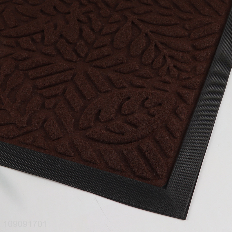 New product leaves pattern polyester anti-slip floor mat door mat