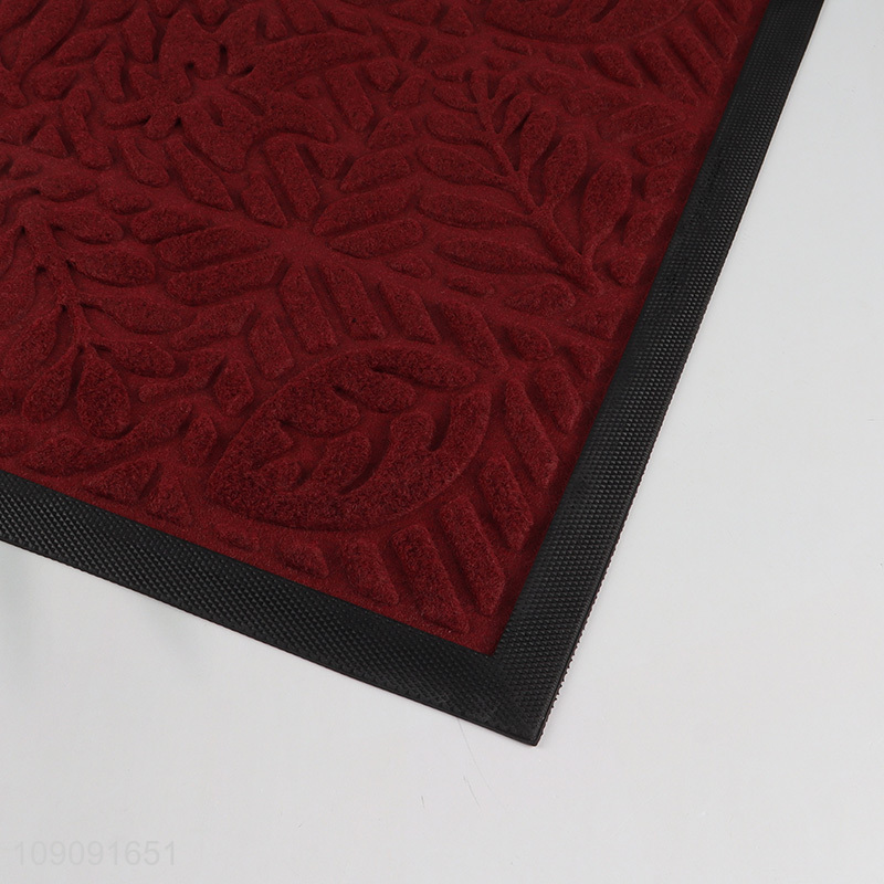 Online wholesale red leaves pattern polyester floor mat door mat