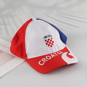 Hot Selling Croatia Baseball Cap Embroidery Football Hat for Men Women