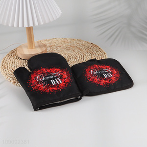 Yiwu market 2pcs home kitchen microwave oven mitts heat pad hot pad set