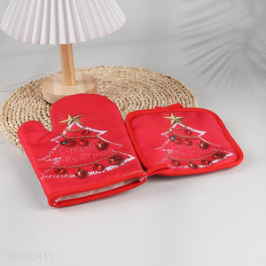 Top quality heat-resistant microwave oven mitts oven gloves heat pad set