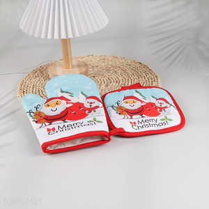 Good sale christmas series home kitchen microwave oven mitts hot pad set