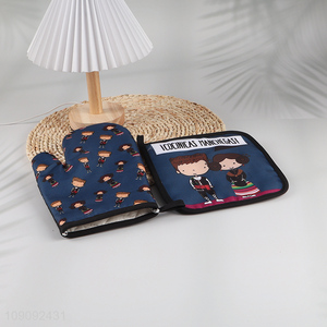 Top sale 2pcs home kitchen microwave oven mitts hot pad set