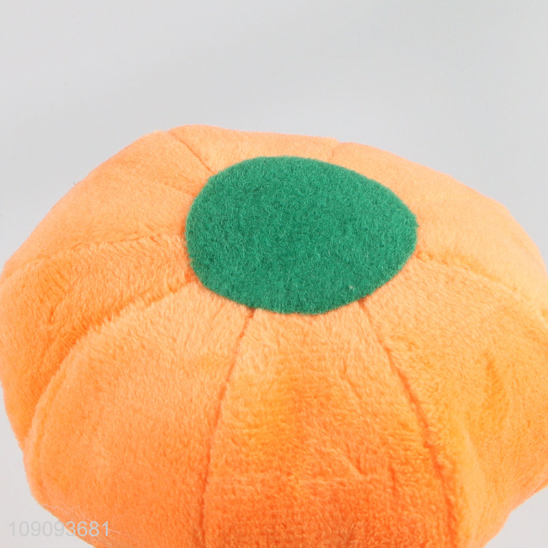 China supplier pumpkin shape plush pet grinding teeth squeaky toys