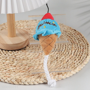 Low price ice cream shape pet plush toy grinding teeth squeaky toys