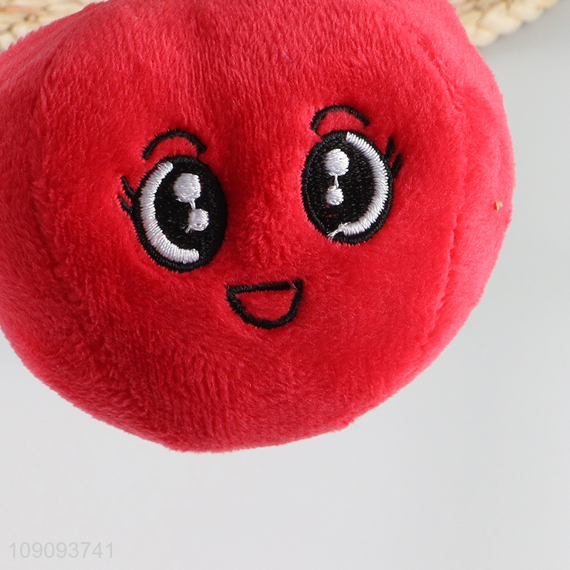 Top quality apple shape grinding teeth squeaky toys pet plush toy