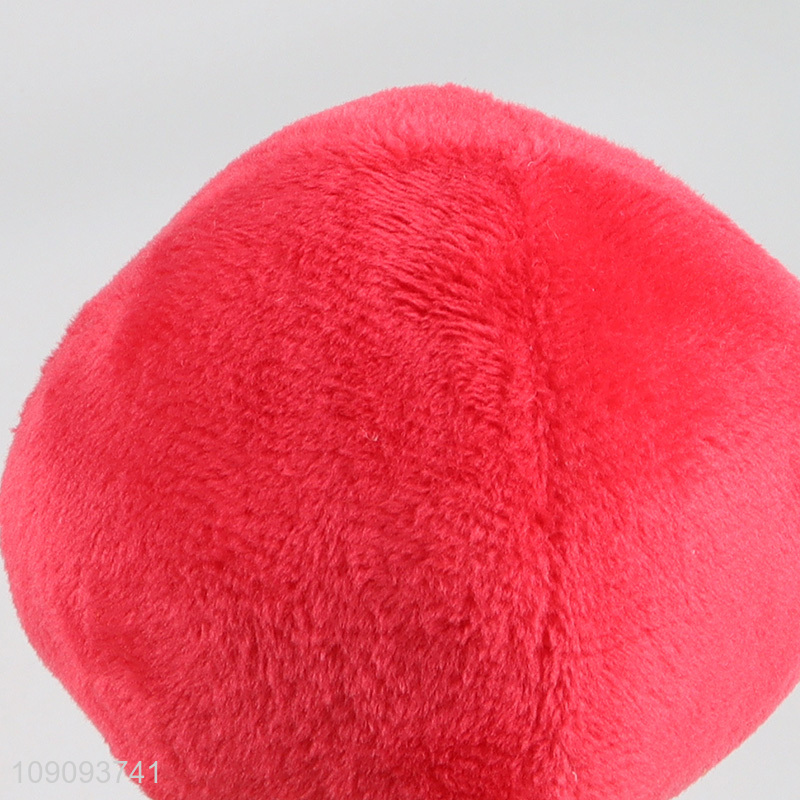 Top quality apple shape grinding teeth squeaky toys pet plush toy