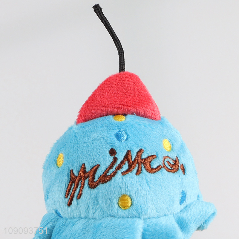Low price ice cream shape pet plush toy grinding teeth squeaky toys