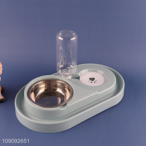 Good Quality 2 In 1 Pet Food Bowl with Automatic Water Bottle