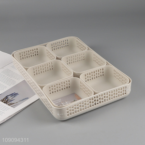 Good selling plastic desktop organizer hollow storage basket wholesale