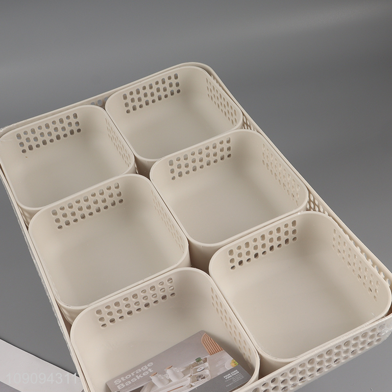 Good selling plastic desktop organizer hollow storage basket wholesale