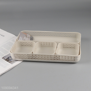 Factory direct sale 4compartment desktop organizer storage basket wholesale