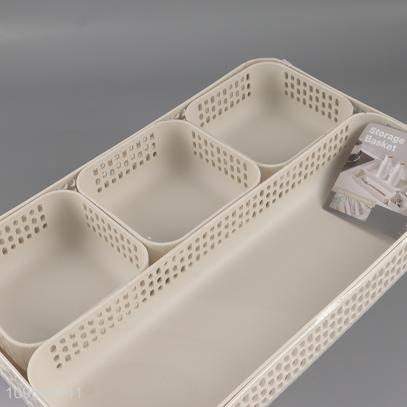 Factory direct sale 4compartment desktop organizer storage basket wholesale