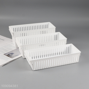 Most popular white hollow desktop organizer plastic storage basket for sale
