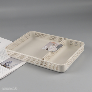 Hot items 2compartment plastic desktop organizer storage basket set