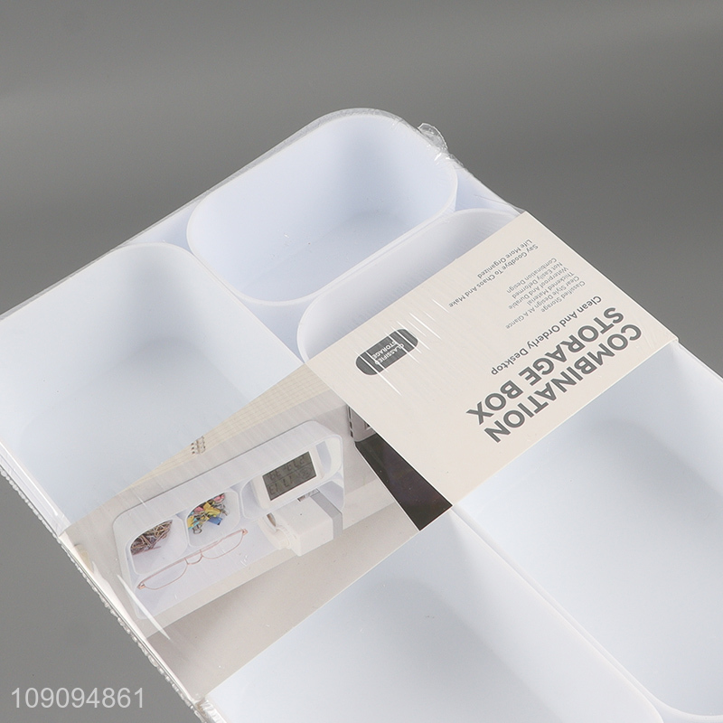 Top sale white plastic combination storage box for desktop organizer
