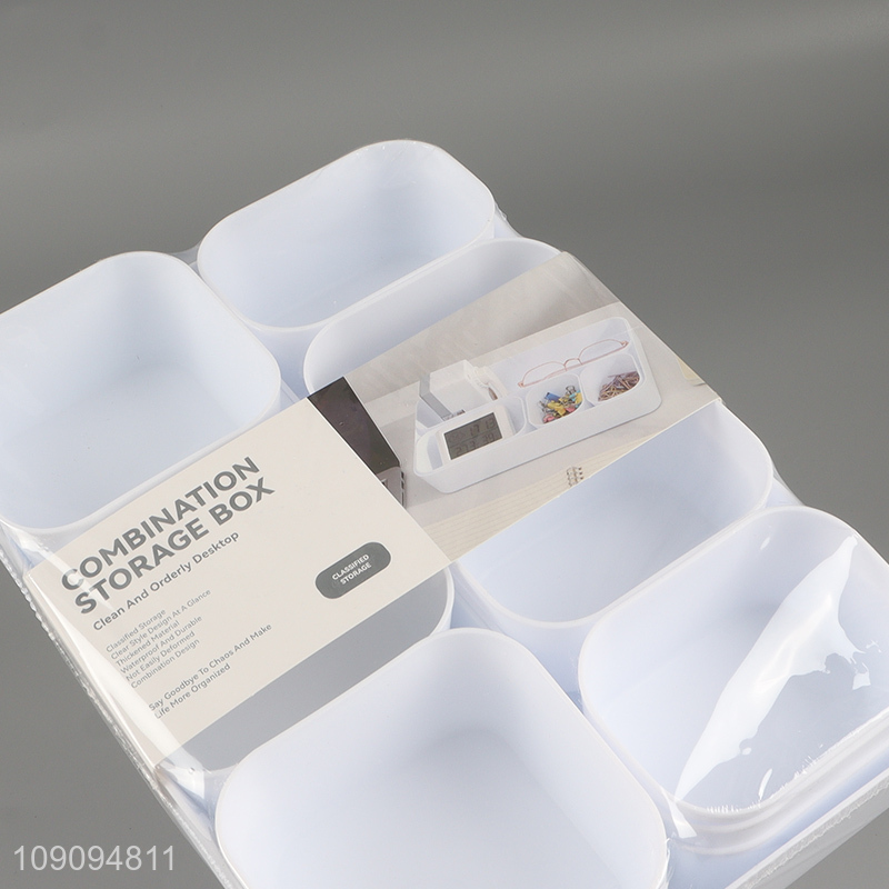 Top products plastic white combination storage box for desktop organizer