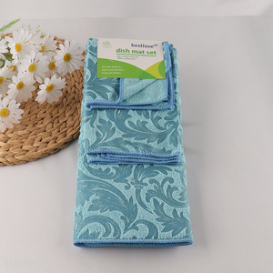 High Quality 3 Pack 38*50cm Absorbent Microfiber Dish Drying Mats Dish Drainer