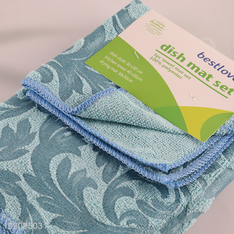 High Quality 3 Pack 38*50cm Absorbent Microfiber Dish Drying Mats Dish Drainer