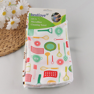 Hot Selling 5 Pack Microfiber Cleaning Rags Super Absorbent Cleaning Towels