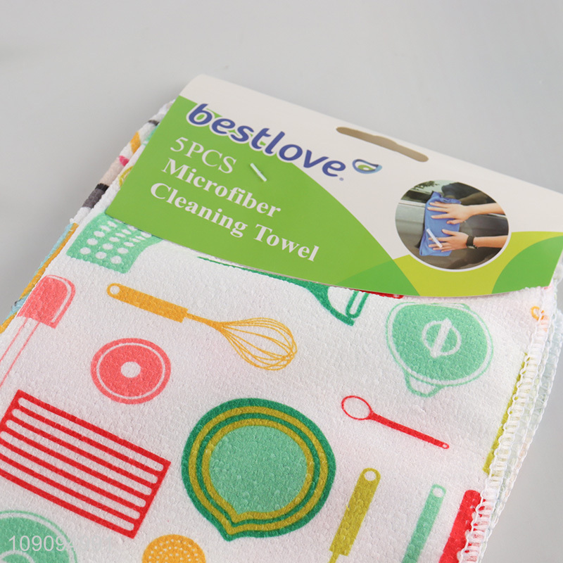 Hot Selling 5 Pack Microfiber Cleaning Rags Super Absorbent Cleaning Towels