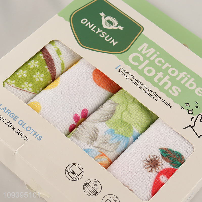 Factory Price 4 Pack Reusable Super Absorbent Microfiber Cleaning Towels Set