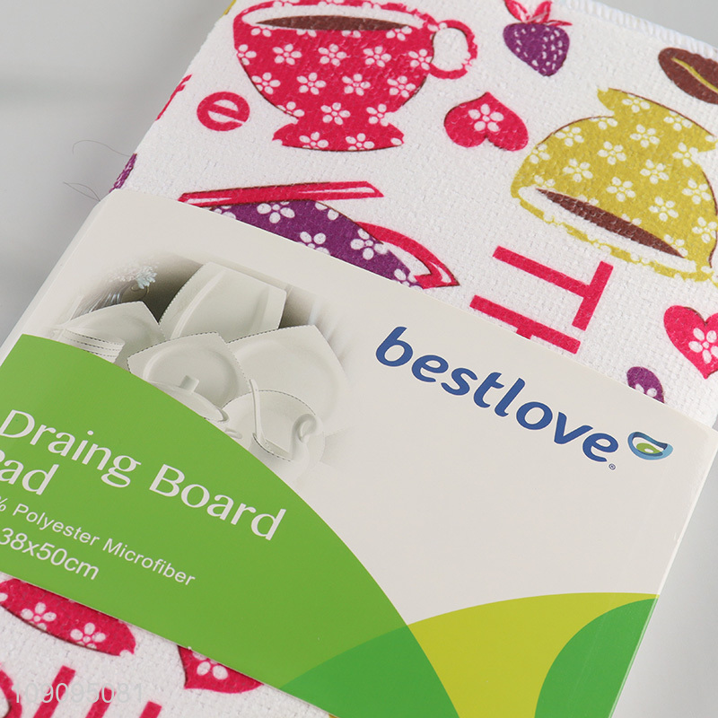 Factory Supply 38*50cm Super Absorbent Non-Slip Microfiber Dish Drying Mat