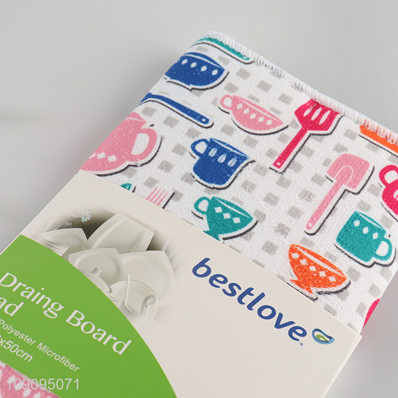 China Imports 38*50cm Non-Slip Absorbent Microfiber Dish Drying Mat for Kitchen