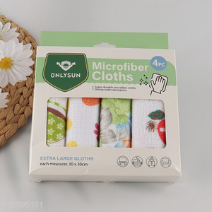 Factory Price 4 Pack Reusable Super Absorbent Microfiber Cleaning Towels Set