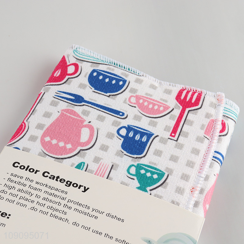 China Imports 38*50cm Non-Slip Absorbent Microfiber Dish Drying Mat for Kitchen