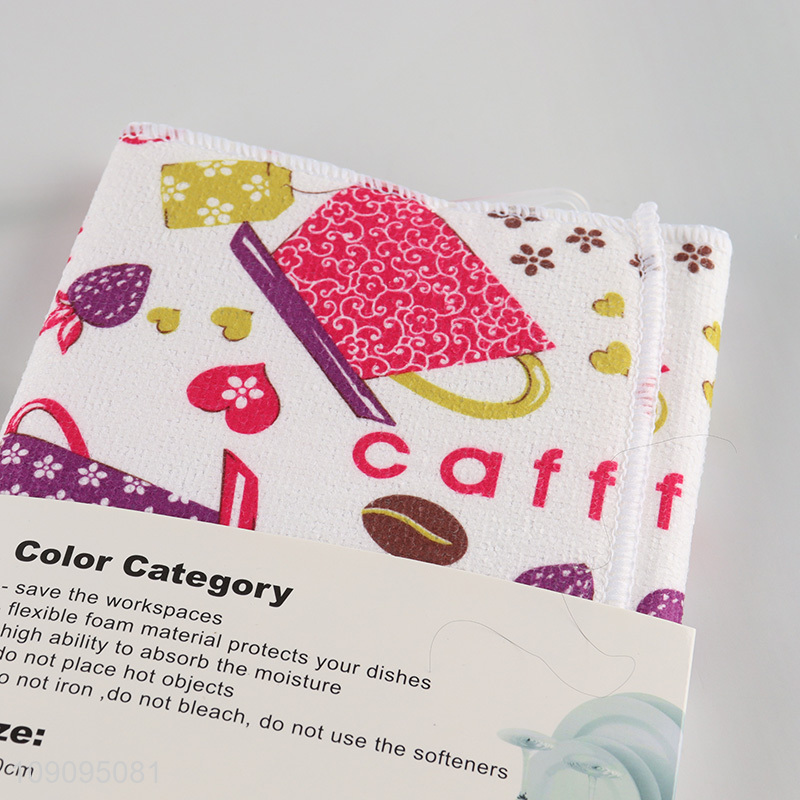 Factory Supply 38*50cm Super Absorbent Non-Slip Microfiber Dish Drying Mat