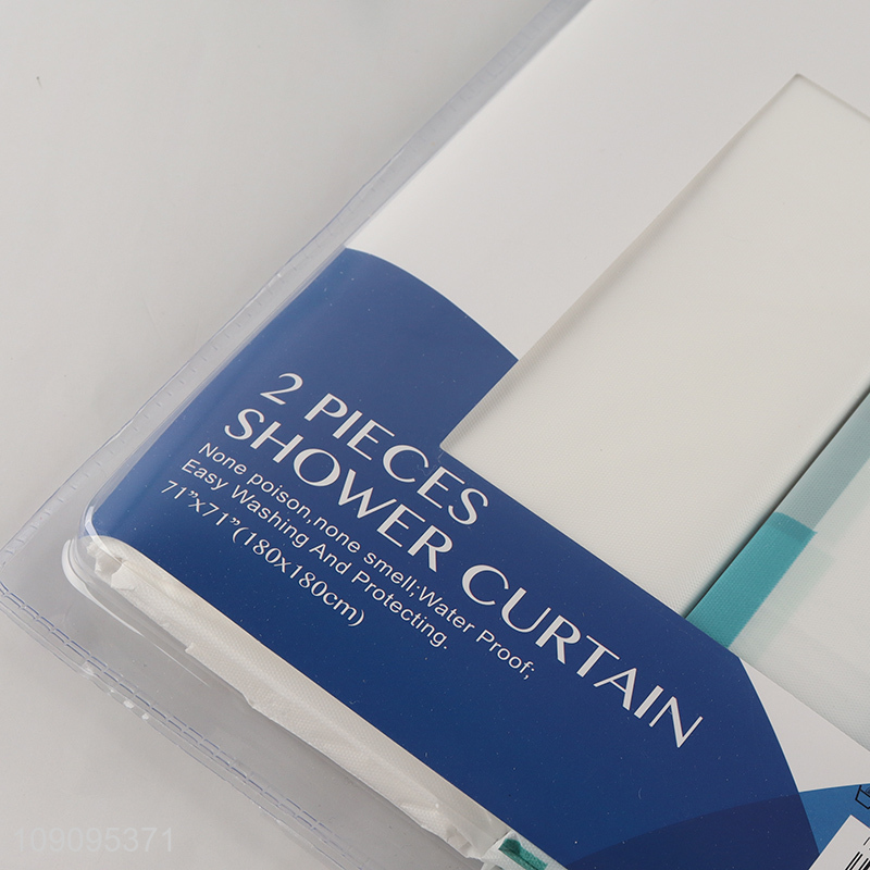 Wholesale 2 Pieces 180X180cm Water Resistant Plastic Shower Curtain Set