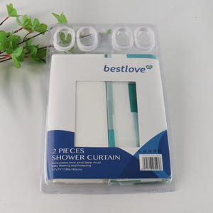 Wholesale 2 Pieces 180X180cm Water Resistant Plastic Shower Curtain Set
