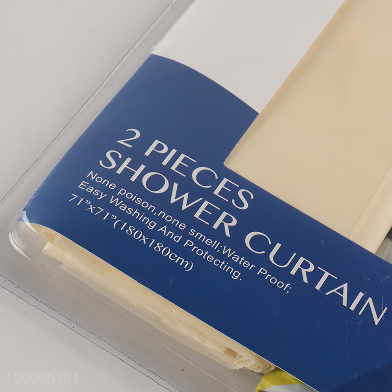 Good Quality 2 Pieces 180X180cm Sturdy Plastic Shower Curtain for Bathroom