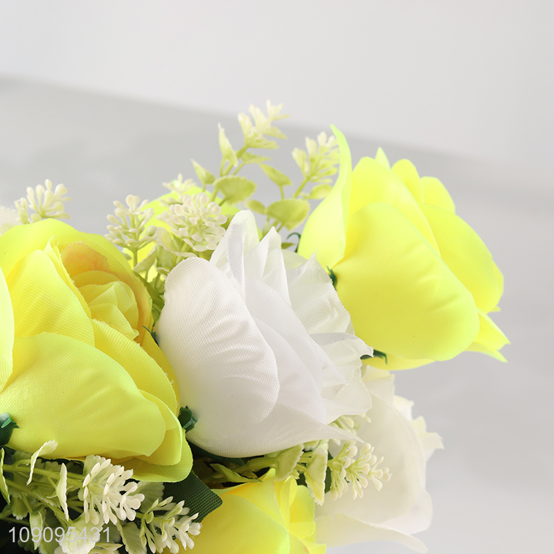 Factory Supply 9 Heads Artificial Flower Bouquet Realistic Faux Flower Bouquet