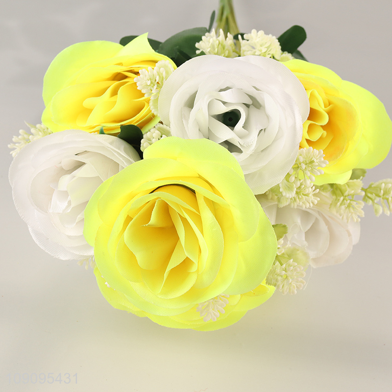 Factory Supply 9 Heads Artificial Flower Bouquet Realistic Faux Flower Bouquet